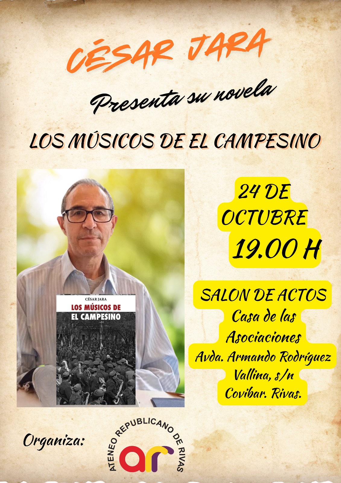 César Jara presenta su novela en Rivas